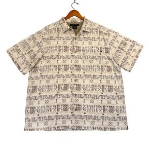 ExOfficio Vented Fishing Shirt Mens XL Tan Short Sleeve Button Up Fish Print